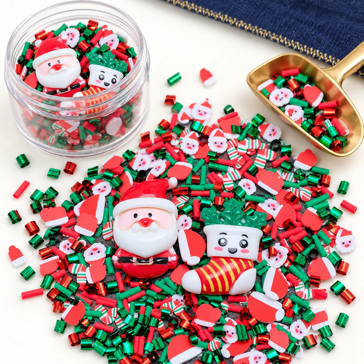Santa & Christmas Sprinkle Filler Mix in a slime-workspace concept, SLM10130