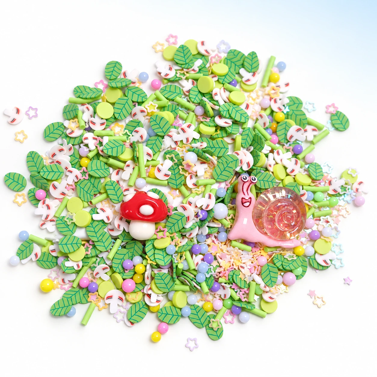Snail & Mushroom Woodland Filler Mix on a bright white studio background, SLM004074