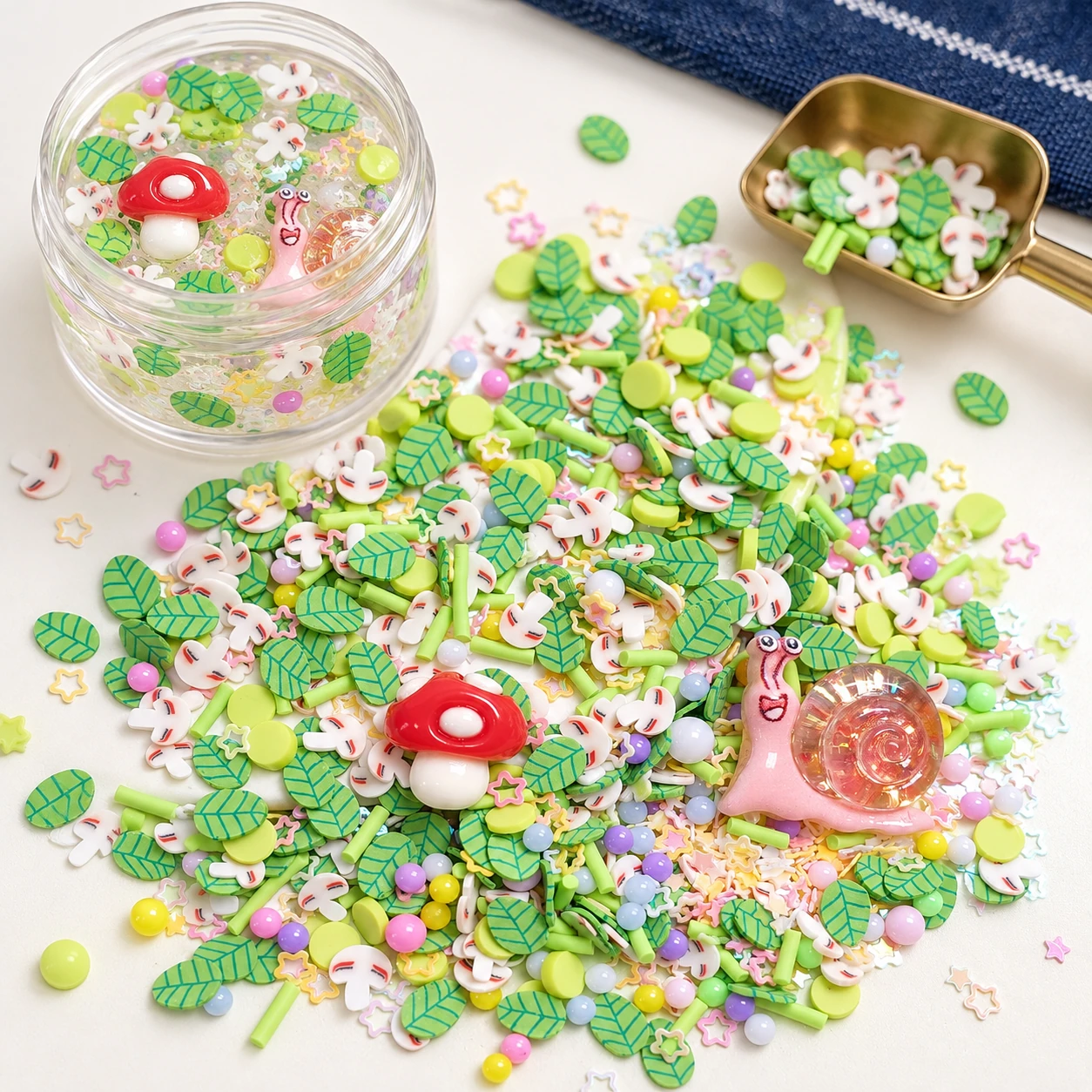 Snail & Mushroom Woodland Filler Mix in a slime-workspace concept, SLM004074