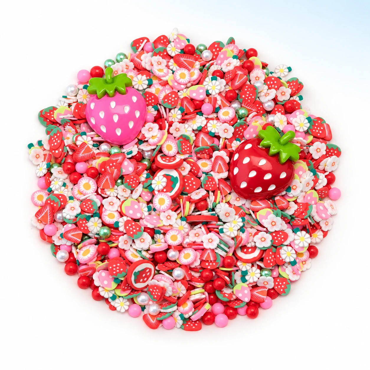 Strawberry & Floral Confetti Filler Mix on a bright white studio background, SLM10012
